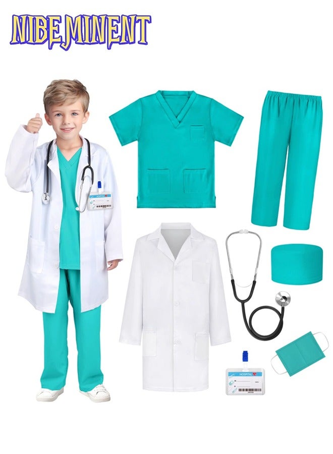 NIBEMINENT GIFTINBOX Doctor Costume for Kids Doctor Lab Coat for Kids Real Stethoscope, Girls Boys Halloween Costumes for Kids age 3-11  - Image 1