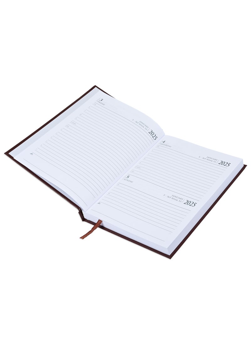 FIS - FIS Diary 2025 English (Saturday & Sunday Combined) A5, Chocolate - FSDI90E25CH - Image 1