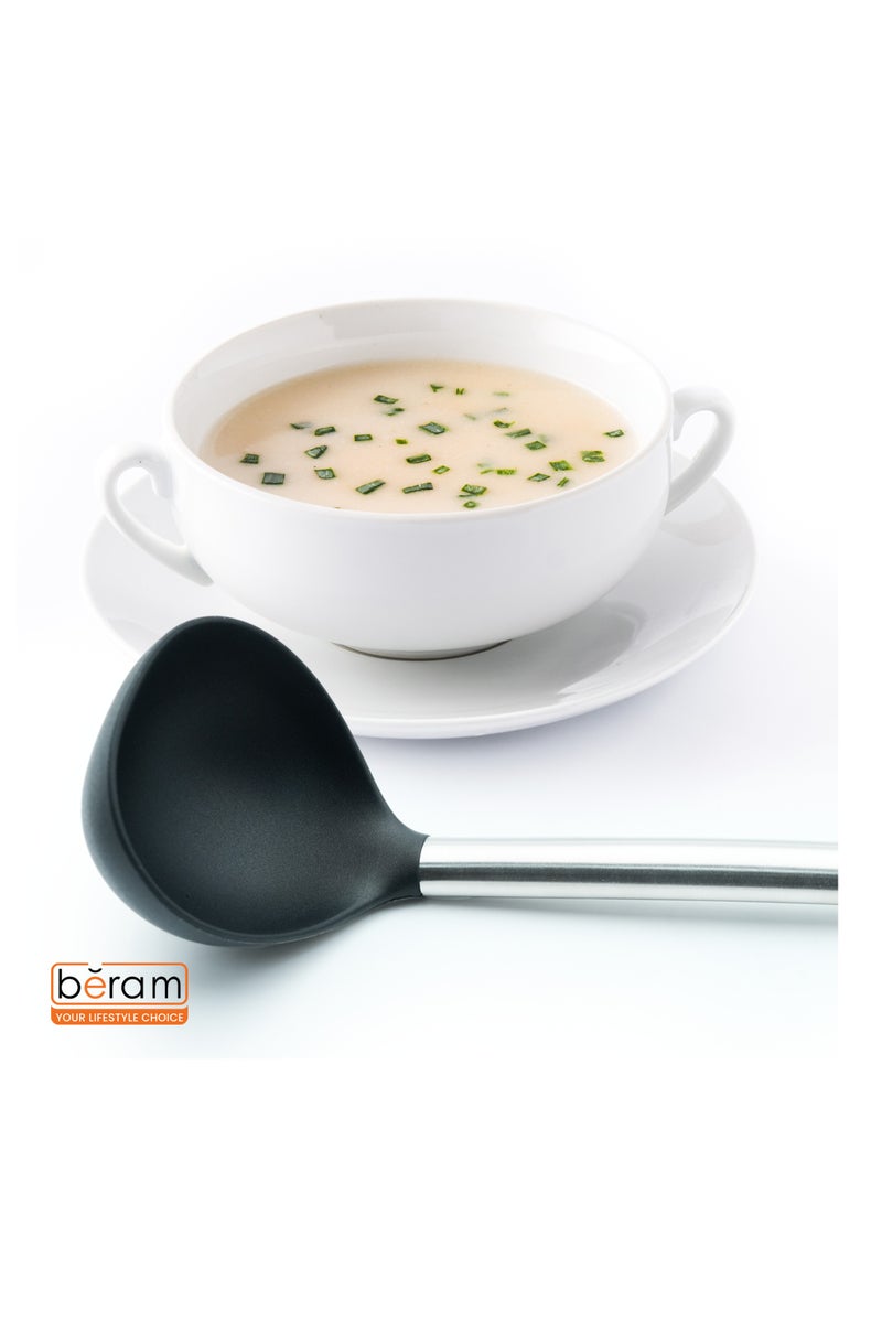 Beram Silicone with Stainless Steel Utensil Set Non-Stick Safe,Heat Resistant,BPA-Free – (Black) (Single Soup Ladle) - Image 4