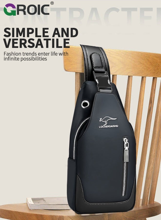 GROIC Sling Bag with Clutch Bag,Small Crossbody Purses Bags for Men,Chest Bag for Daily use,Crossbody Bag for Men with Adjustable Strap Black - Image 5