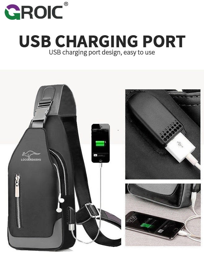 GROIC Sling Bag with Clutch Bag,Small Crossbody Purses Bags for Men,Chest Bag for Daily use,Crossbody Bag for Men with Adjustable Strap Black - Image 4