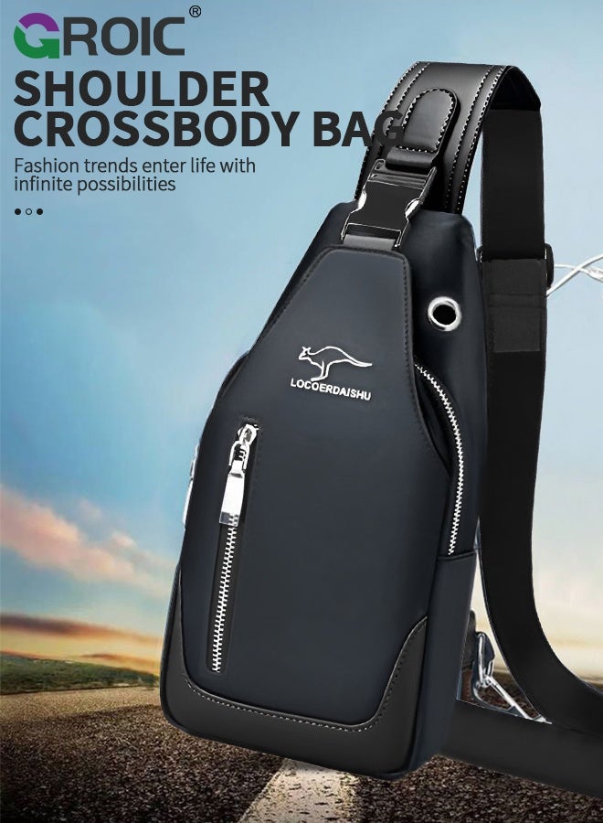 GROIC Sling Bag with Clutch Bag,Small Crossbody Purses Bags for Men,Chest Bag for Daily use,Crossbody Bag for Men with Adjustable Strap Black - Image 2