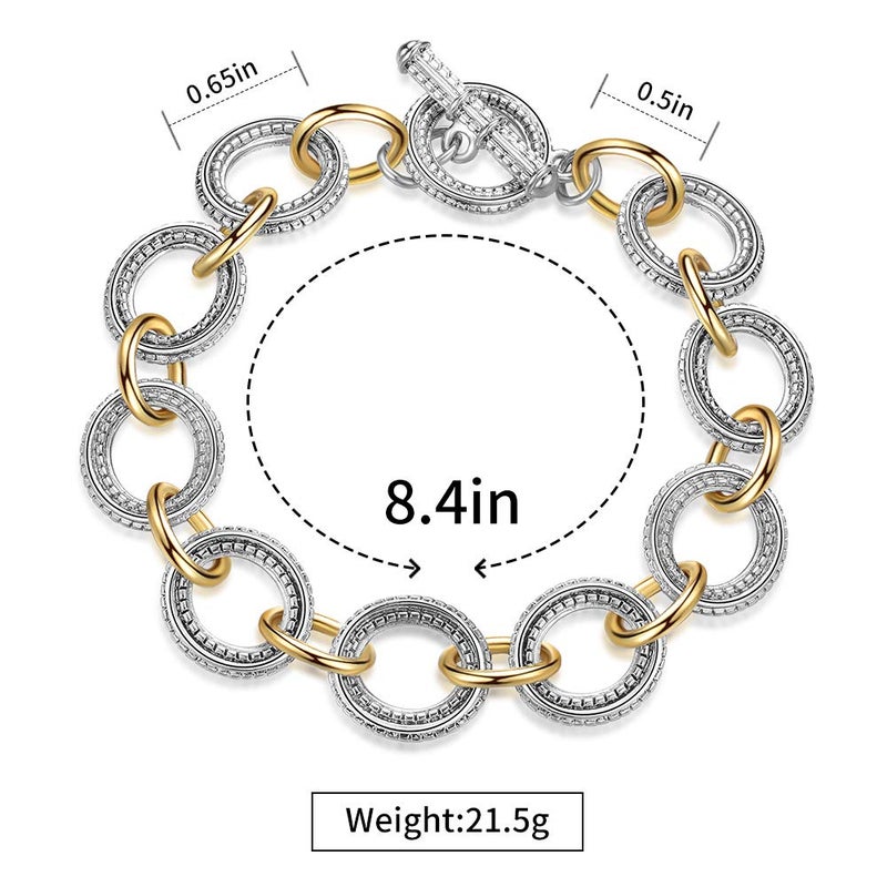 Mytys Link Bracelet for Women 2 tone Circles Chain Wire Cable Bangle Designer Inspired Bracelets Style 6 - Image 5