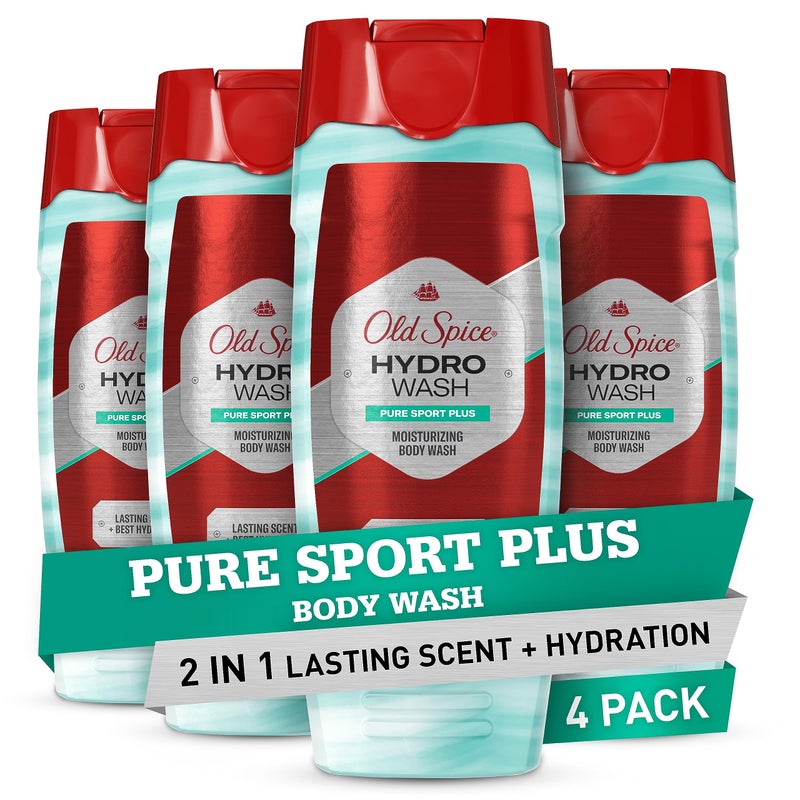 Old Spice Moisturizing Body Wash for Men Hydro Wash 2in1 Long Lasting Scent Deep Hydration 247 Shower Fresh Pure Sport Scent 16 oz Pack of 4