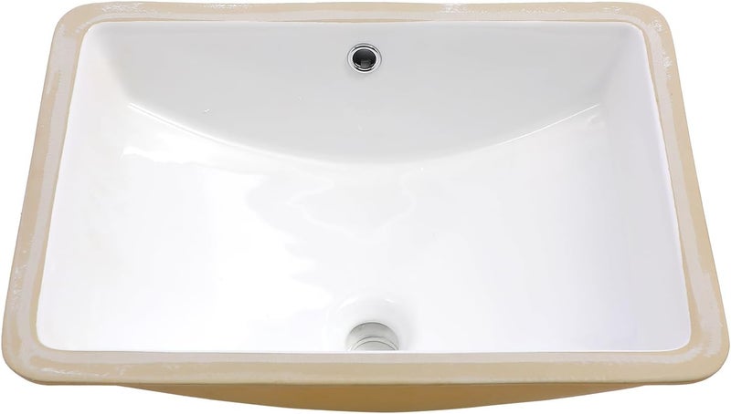 Mocoloo Undermount Bathroom Sink 21x14 Inch White Bathroom Ceramic Sink Undermount Rectangular Vanity Sinks White Porcelain Lavatory Hand Basin Under Counter with Overflow Drain - Image 4