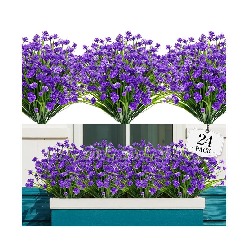 24PCS Artificial Flowers for Outdoor,No Fade Fake Plastic Flowers Faux Plants for Decoration Hanging Planters Indoor Outside Garden Porch Window Box Home Wedding Farmhouse - Image 1