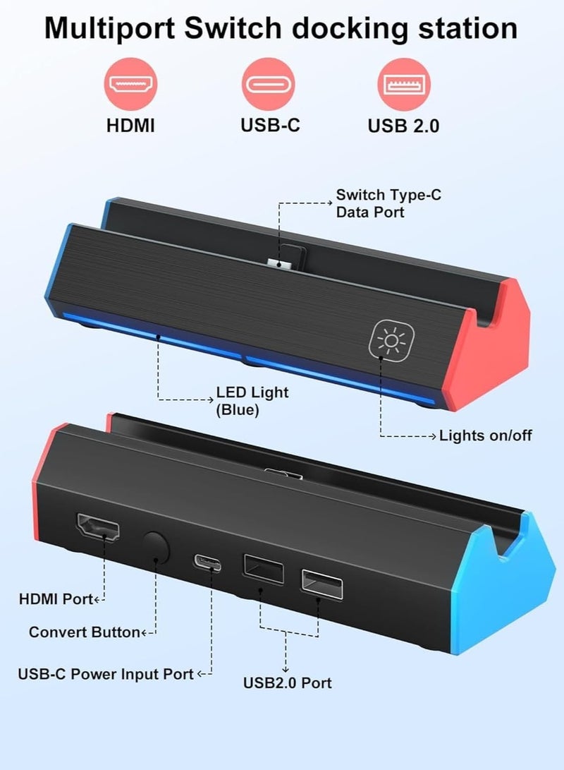 Excefore TV Dock Station for Switch, Portable Switch OLED Dock with 4K/1080P with HDMI USB 3.0 Port and USB C Charging, Replacement for Official Switch Dock  - Image 5