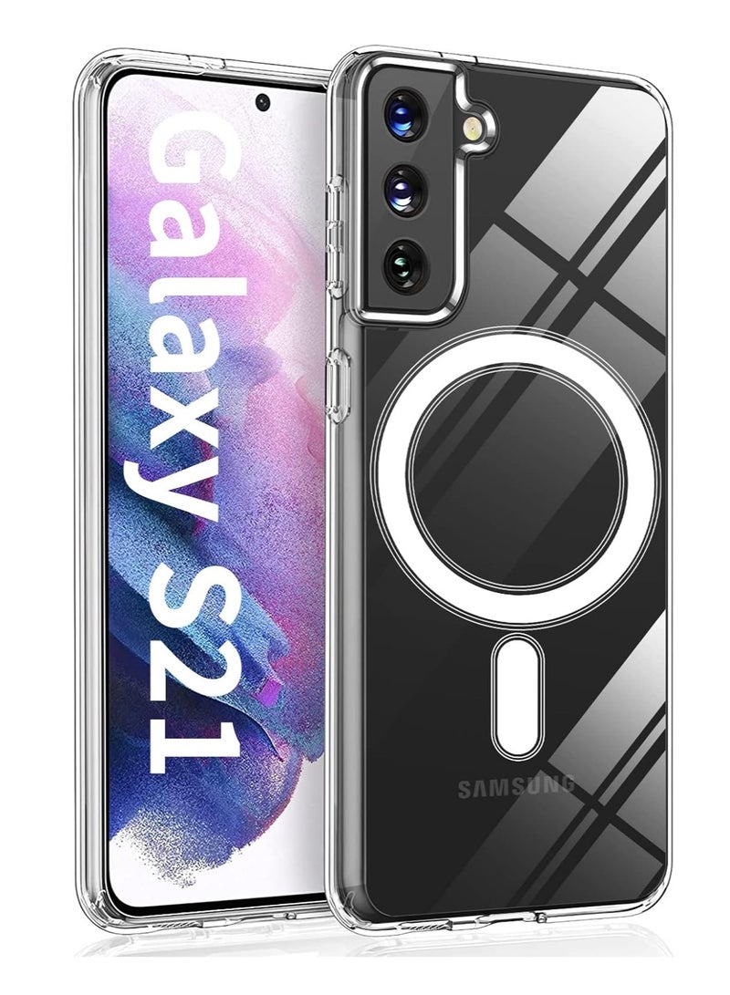 S21  Case Clear Cover for Samsung Galaxy S21  , Slim Magnetic Case Yellowing-Resistant Anti-Drop Shock Absorption Anti-Scratch and Hard Back Case for S21 Ultra 6.8 Inch (2021)