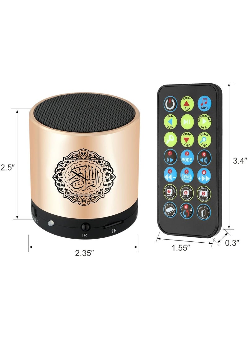 Portable Digital Quran Speaker,Anlising Quran Speaker with Remote Control,Quran Speaker MP3 Player,Quran Translator,USB Rechargeable,8GB,over 18 Reciter and 15 Translations Available(Gold)
