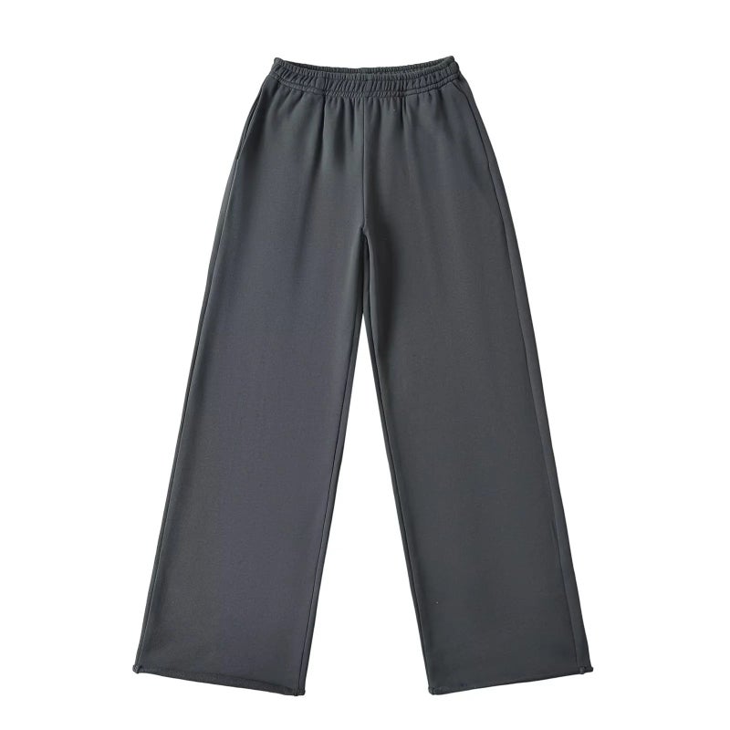 American Solid Color Sports Pants Womens 2024 New Loose Lazy Dummy Straight Casual Wide-leg Pants Dark gray 