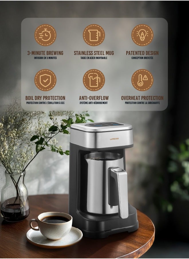 Turkish Coffee Maker Dual Mode 250ml 4 Cups / Stainless Steel Mug / Patented Design / Anti-Overflow / 3-Minute Brewing / Boil dry protection / Overheat Protection / 96°C Temperature / UK 3-Pin Plug - Black - pzsku/Z427DDA2BC2B9DF340F5EZ/45/_/1740662915/e04db6fe-11cb-4a81-9355-fcea6e703a34