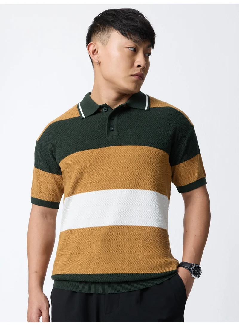 The Souled Store Jacquard Polo: Oak Tree