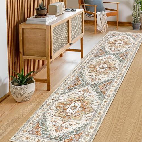 Pauwer Hallway Runner Rug 2x8, Long Washable Kitchen Rugs Runner, Farmhouse Vintage Medallion Area Rug Carpet, Soft Throw Rugs for Bedroom, Non Slip Floor Runner for Entryway Laundry - Image 5