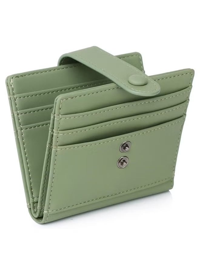 Arabest Slim Wallet for Women, RFID Blocking Bifold Credit Card Holder, Card Case, Leather Small Card Wallets Women, Leather Bifold Wallets with Zipper, Coin Pocket (Green)  - Image 1