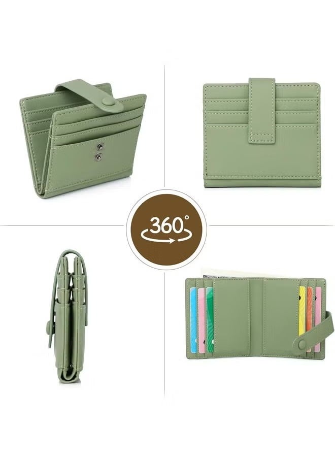 Arabest Slim Wallet for Women, RFID Blocking Bifold Credit Card Holder, Card Case, Leather Small Card Wallets Women, Leather Bifold Wallets with Zipper, Coin Pocket (Green)  - Image 5