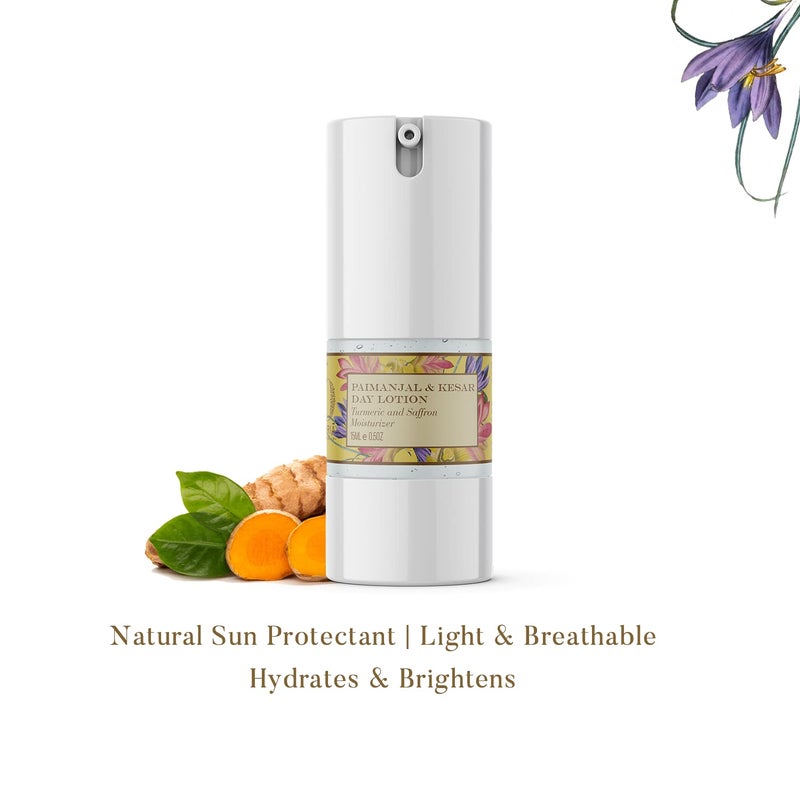 Ohria Ayurveda Paimanjal  Kesar Day Lotion  Lightweight  NonGreasy For Skin Brightening Turmeric and Saffron Moisturizer  Suitable for All Skin Types  15ml - Image 5
