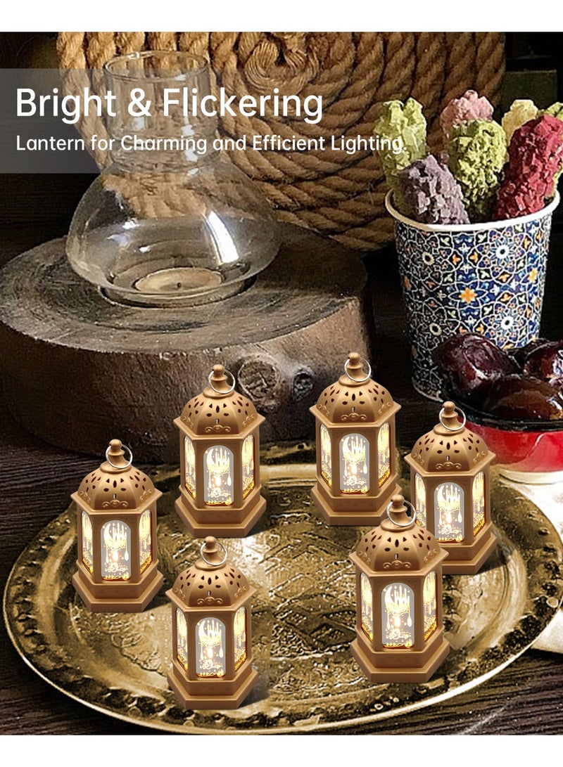 Chielor 8 Pcs Ramadan Candle Lantern Lights, Eid Mubarak Lantern Ramadan Mubarak Lanterns Decorative Moon Star Ramadan Kareem Lights Led Vintage Decorative Lantern for Home Table Party Décor - Image 5