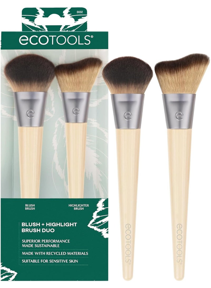Ecotools New Natural Blush & Highlight Duo Face Makeup Brushes 2 Count - Image 1