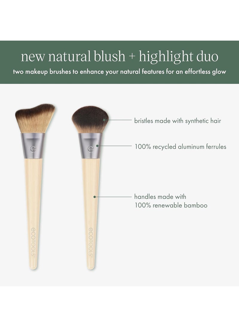 Ecotools New Natural Blush & Highlight Duo Face Makeup Brushes 2 Count - Image 2