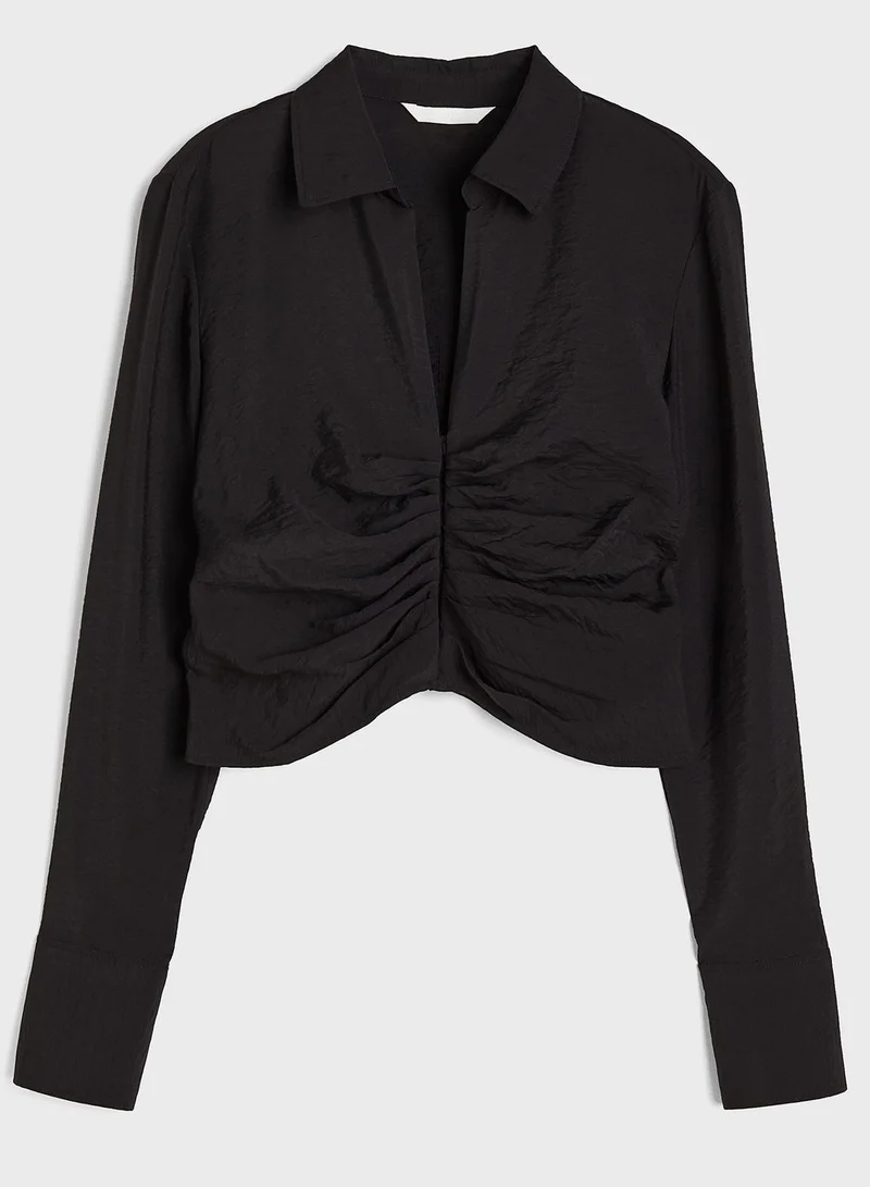 H&M Ruched Polo Neck Top