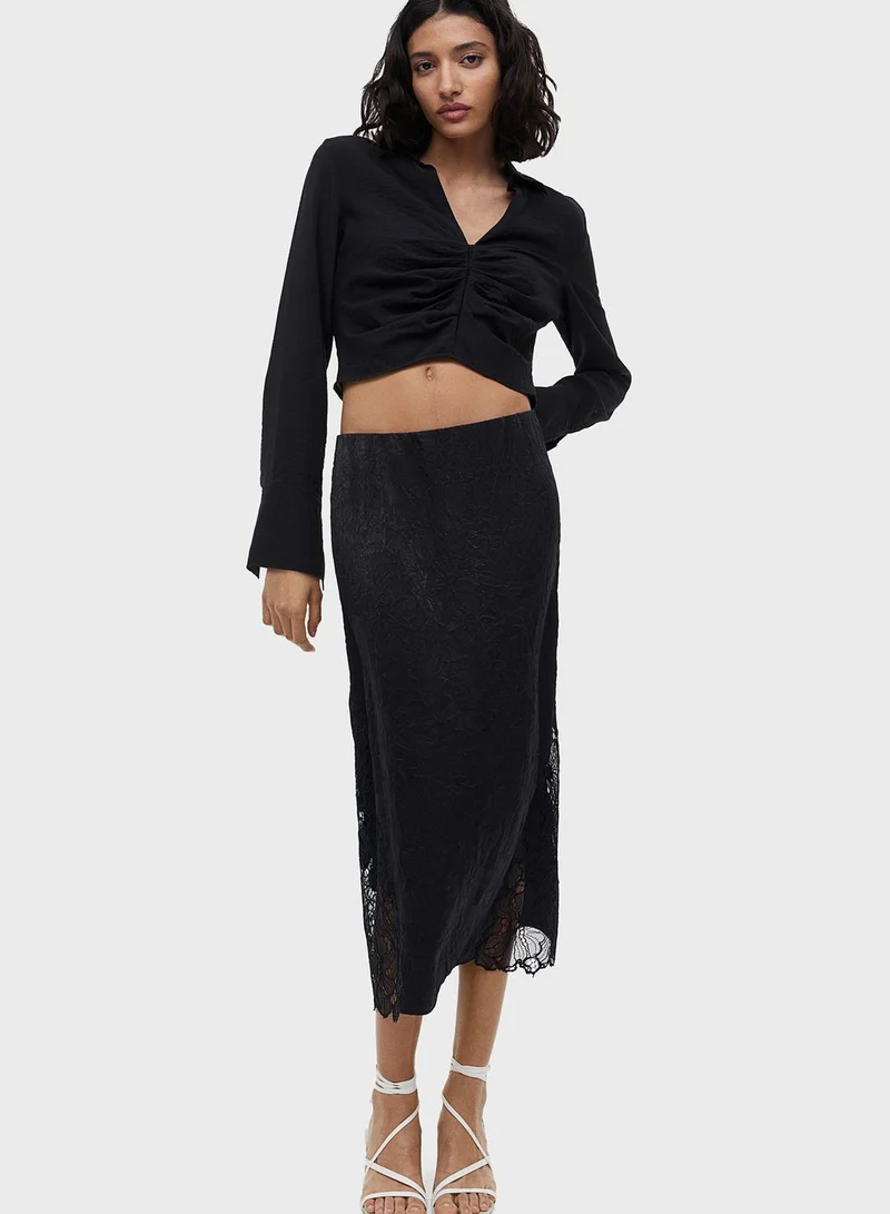 H&M Ruched Polo Neck Top