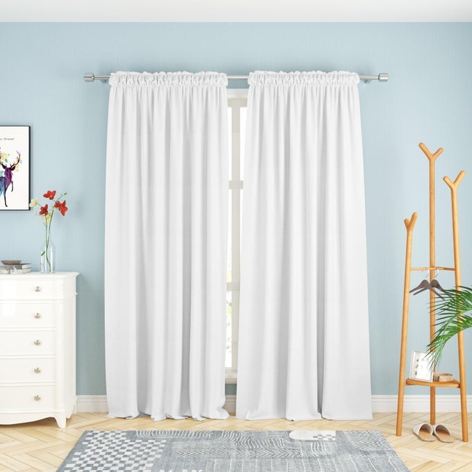 WHITE CURTAINS PRIVACY CURTAINS 92 INCHES LONG KITCHEN SEMI SHEER DRAPES LINEN TEXTURED LIVING ROOM DIVIDER BEDROOM BASEMENT SLIDING GLASS DOOR WINDOW CURTAIN 2 PANELS ROD POCKET
