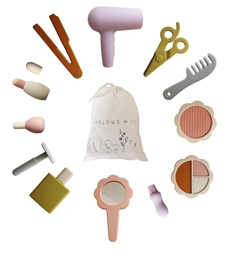Marlowe & Co Marlowe Co Silicone Hair Salon and Makeup Kit for Toddlers and Children 12 Piece Mess Free Pretend Play Beauty Set for Girls with Storage Bag - Image 1