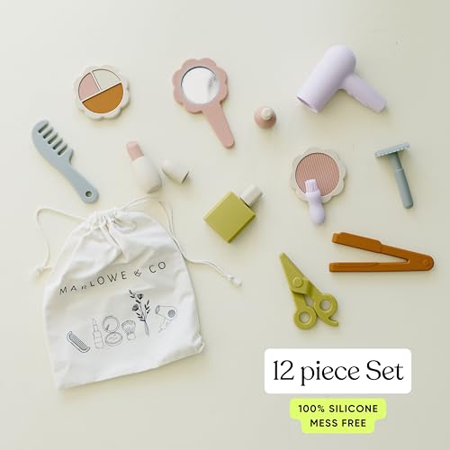 Marlowe & Co Marlowe Co Silicone Hair Salon and Makeup Kit for Toddlers and Children 12 Piece Mess Free Pretend Play Beauty Set for Girls with Storage Bag - Image 5