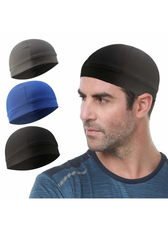 WSHSTS 3 Pack Cooling Skull Cap Helmet Liner Sweat Wicking Cycling Running Hat for Men Women, Black,royal Blue,grey, M - Image 1