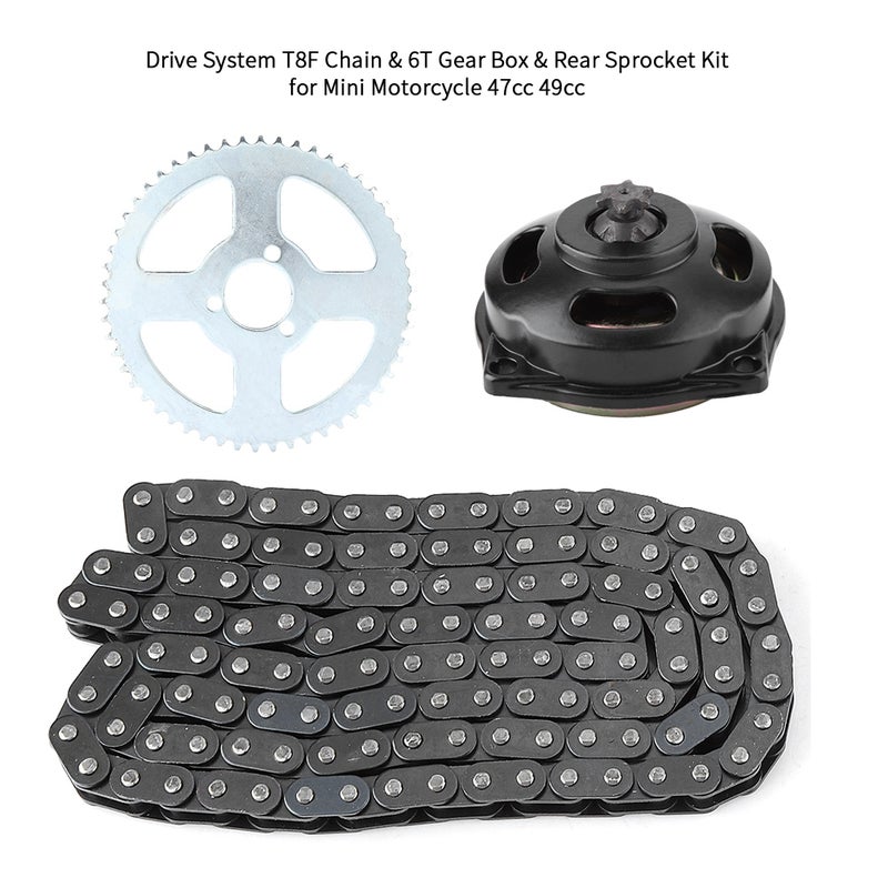Drive System T8F Chain & 6T Gear Box & Rear Sprocket Kit for Mini Motorcycle 47cc 49cc - Image 1