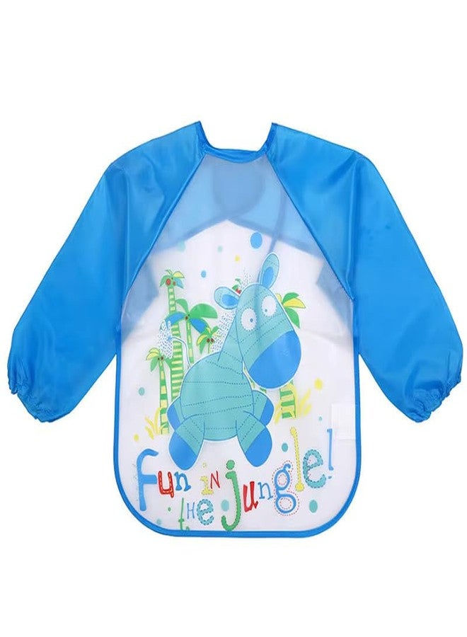 Sparkle Joy Full Sleeves Bibs for Baby Washable, Waterproof Apron with Tying Robe | Quick Dry Baby Bibs for Newborns/Infants/Toddlers/Babies (6-36months) (Pack of 1) (Print May Vary) (BLUE) - Image 1