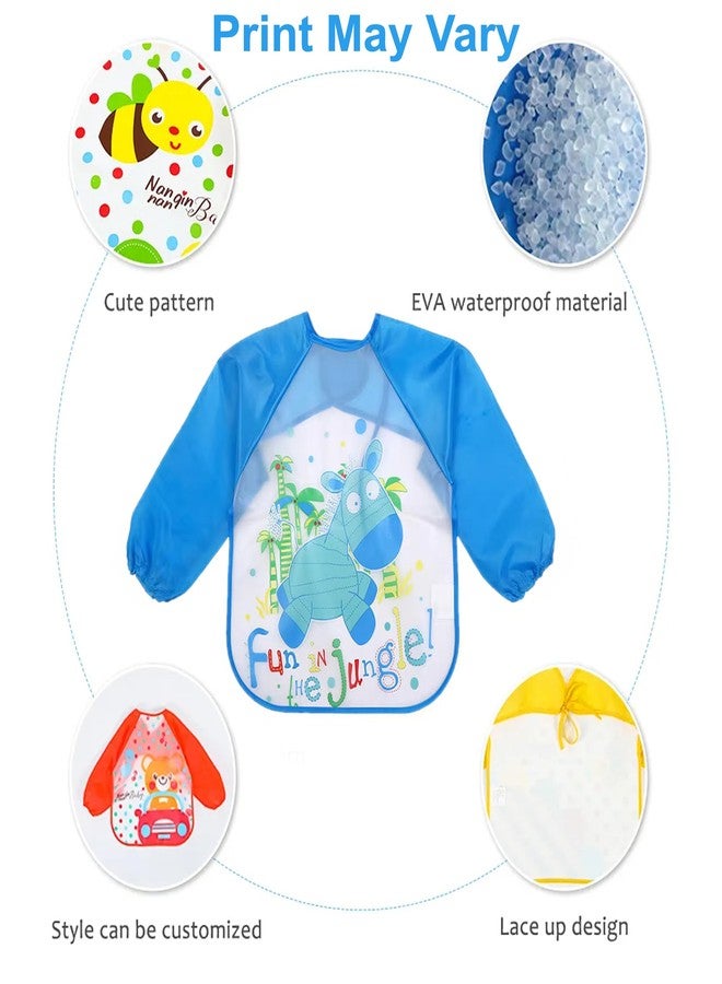 Sparkle Joy Full Sleeves Bibs for Baby Washable, Waterproof Apron with Tying Robe | Quick Dry Baby Bibs for Newborns/Infants/Toddlers/Babies (6-36months) (Pack of 1) (Print May Vary) (BLUE) - Image 2