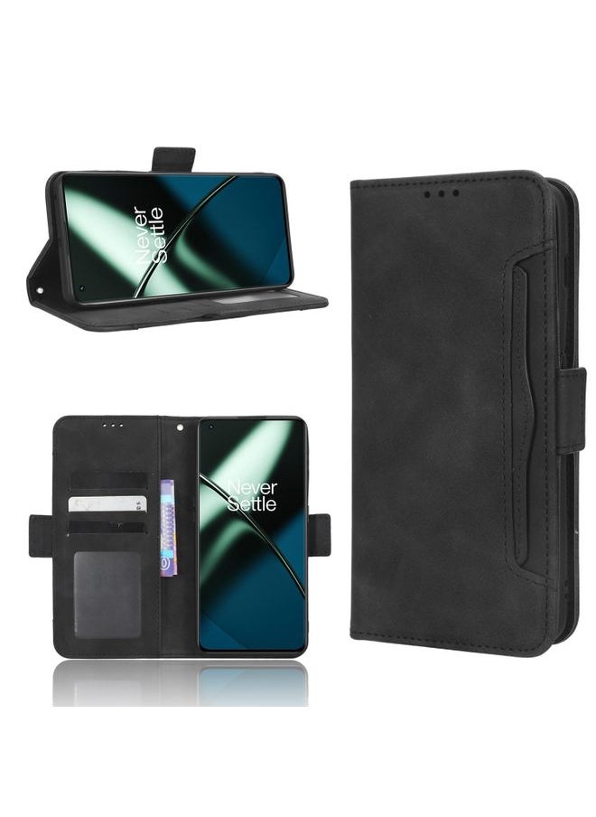 HuHa - Case Cover For For OnePlus 11R / Ace 2 Skin Feel Calf Texture Card Slots Leather Phone Case(Black) - Image 1