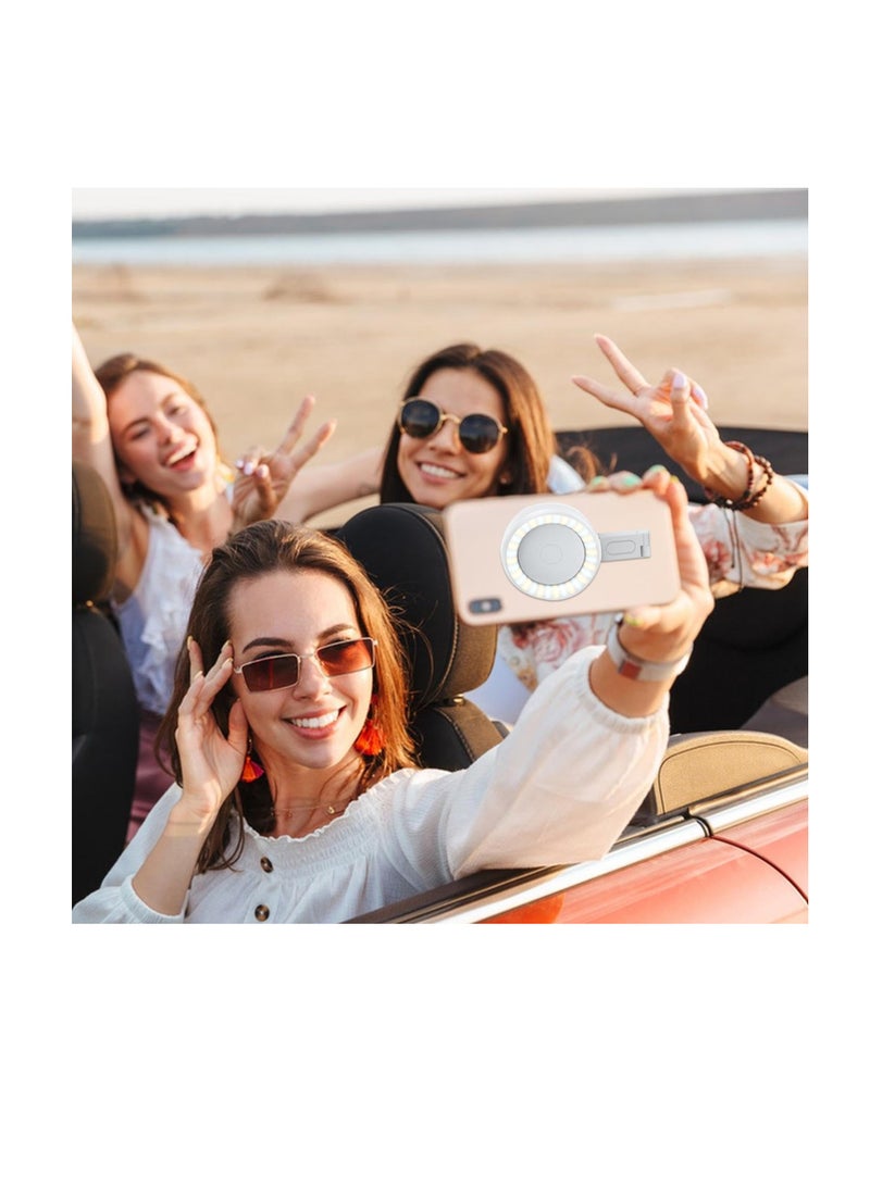 Excefore LED Selfie Ring Light, Portable Magnetic Phone Ring Light, Sliding Design Fill Light, Mini Charging Foldable Magnetic Suction Makeup Light, Professional 180° Flip Ring Lighting for Selfies, White - Image 3