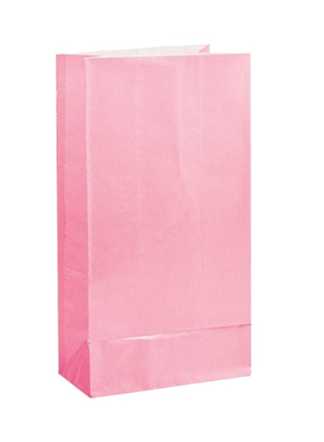 NIBEMINENT 12-Piece Light Paper Party Bag Set Pink