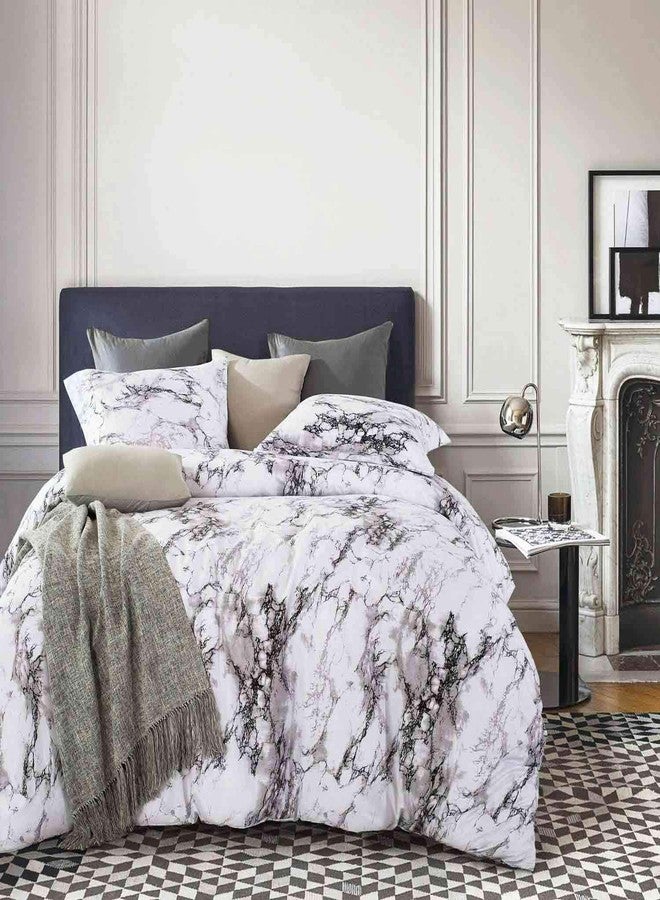 Nanko Comforter Set Queen Size, White Black Marble Print 88 x 90 inch Reversible Down Alternative Comforter Microfiber Duvet Sets (1 Comforter + 2 Pillow) Modern Bedding for Women Men,Gray Grey - Image 2