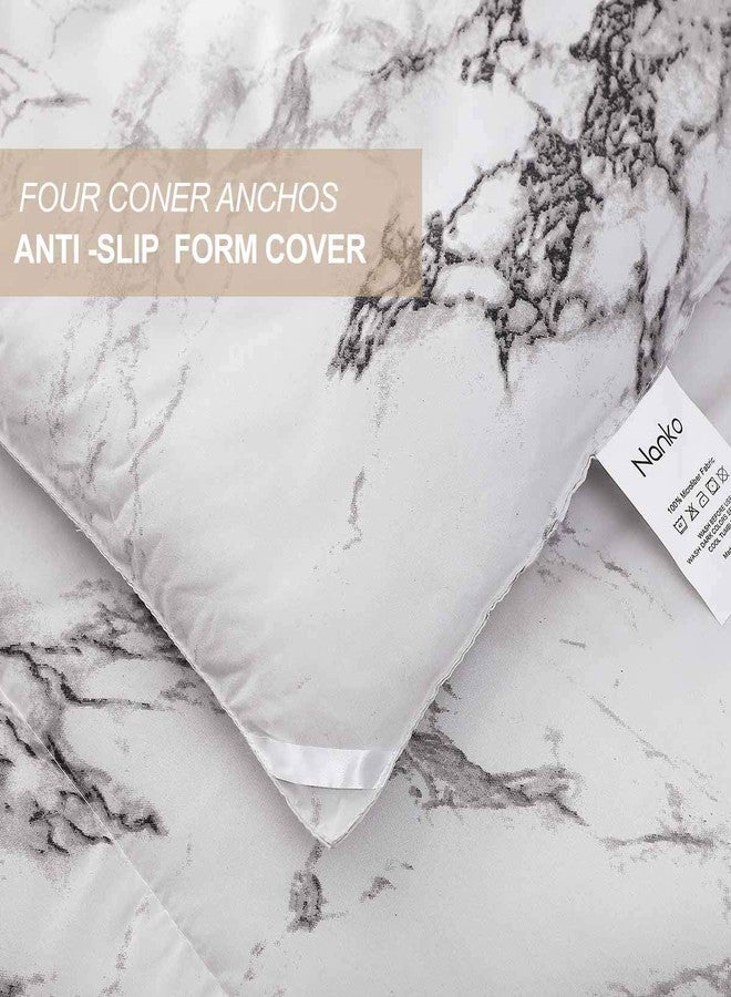 Nanko Comforter Set Queen Size, White Black Marble Print 88 x 90 inch Reversible Down Alternative Comforter Microfiber Duvet Sets (1 Comforter + 2 Pillow) Modern Bedding for Women Men,Gray Grey - Image 5