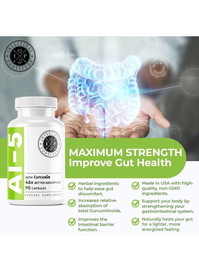 Intestinal Fortitude Herbal Anti Inflammatory Supplement AI-5 by with CurcuWIN Turmeric Curcumin Boswellia Serrata Ginger Root EGCG Green Tea Extract Berberine HCL Gut Health Supplement IBD IBS - Image 3