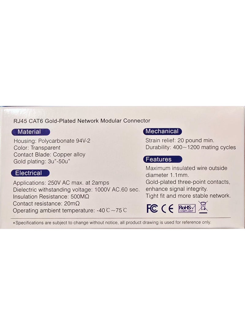 موصل شبكة RJ45 CAT6 مطلي بالذهب - Image 2