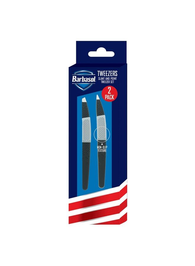 Barbasol Non Slip Stainless Steel Tweezer (2 Pack) Slanted And Pointed - Image 2