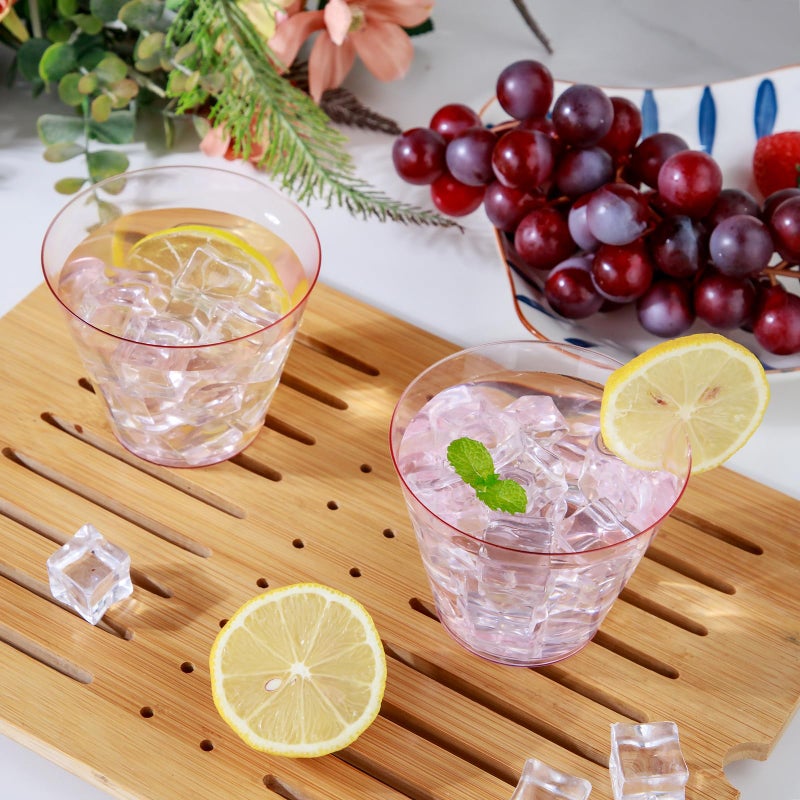 Ciaell 300PCS Clear Pink Plastic Cups - 9 Oz Heavy Duty Plastic Cups - Clear Party Cups Disposable Wine Plastic Cups for Parties & Weddings & Valentine's Day - Image 5