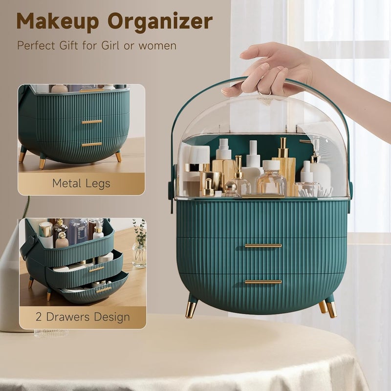 Snivy Snivy Makeup Organizer Storage Box, Cosmetics Display Case with Transparent Cover, Dust Waterproof Cosmetics Storage Box Suitable for Bathroom Countertop and Bedroom Vanity Dresser  - Image 2