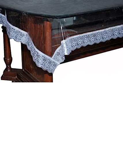 Ans Dinning Table Cover Transperent 6 Seater Transperent Table Protector Rectangle Silver Border - Image 3