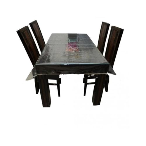 Ans Dinning Table Cover Transperent 6 Seater Transperent Table Protector Rectangle Silver Border - Image 5