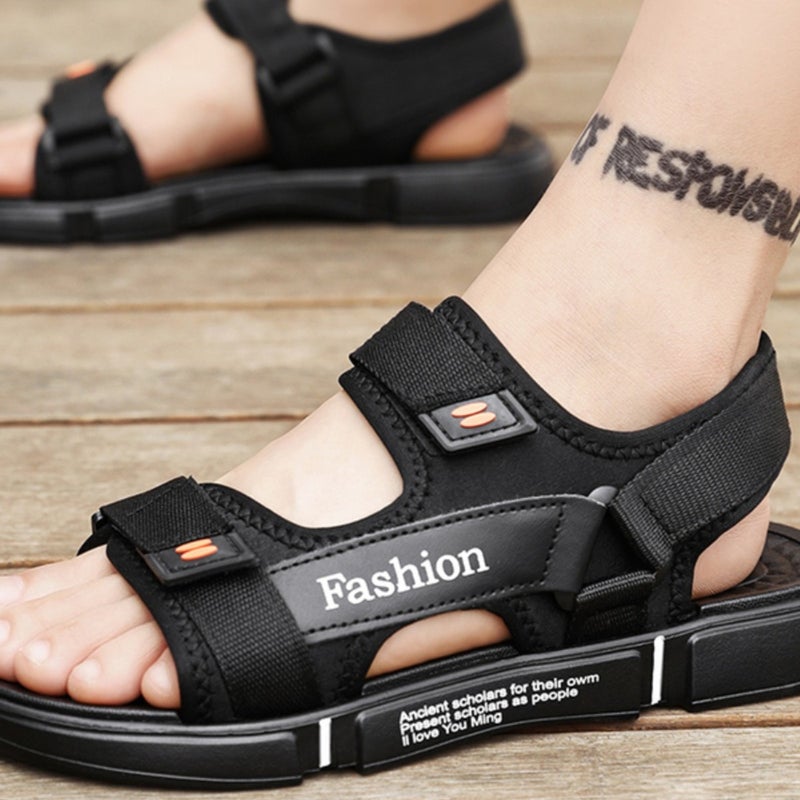 Men'S Sandals Men'S Trendy Casual Black Youth Driving Beach Shoes Dual-Purpose Sandals And Slippers For Men - Image 2