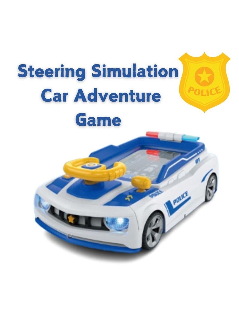 Simulation Steering Wheel Toy for Toddlers – Electronic Pretend Driving Controller with Sound & Lights | Interactive Car Seat Travel Toy for Kids 3+ Years | Co-Pilot Racing Game with Suction Base Police Theme | Educational Montessori Gift for Boys & Girls (White) - Image 4