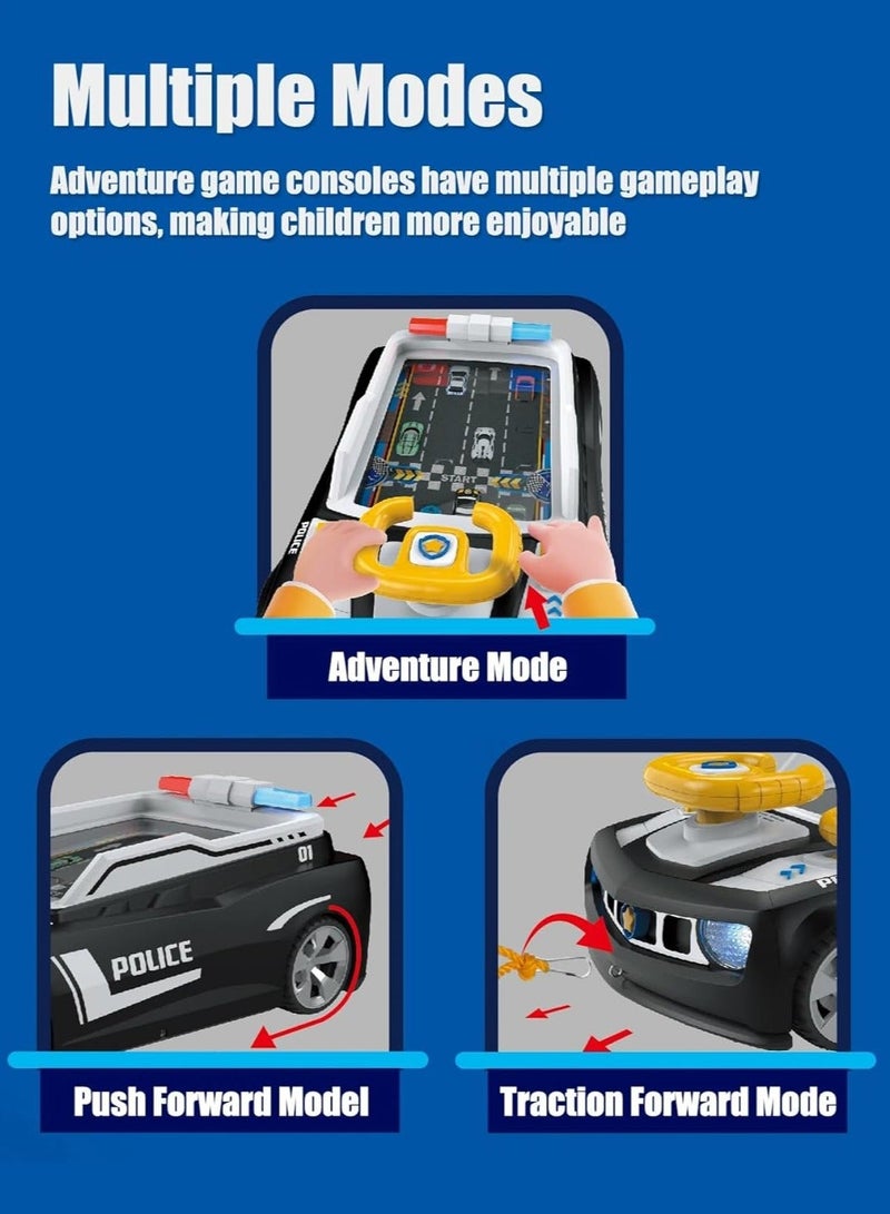 Simulation Steering Wheel Toy for Toddlers – Electronic Pretend Driving Controller with Sound & Lights | Interactive Car Seat Travel Toy for Kids 3+ Years | Co-Pilot Racing Game with Suction Base Police Theme | Educational Montessori Gift for Boys & Girls (White) - Image 3