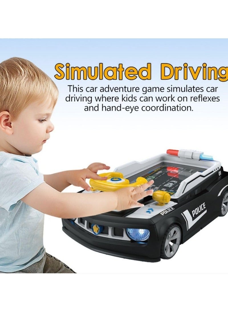 Simulation Steering Wheel Toy for Toddlers – Electronic Pretend Driving Controller with Sound & Lights | Interactive Car Seat Travel Toy for Kids 3+ Years | Co-Pilot Racing Game with Suction Base Police Theme | Educational Montessori Gift for Boys & Girls (White) - Image 2