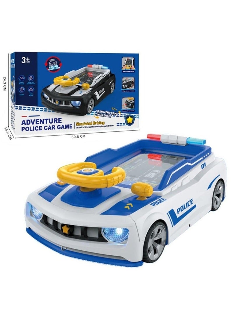 Simulation Steering Wheel Toy for Toddlers – Electronic Pretend Driving Controller with Sound & Lights | Interactive Car Seat Travel Toy for Kids 3+ Years | Co-Pilot Racing Game with Suction Base Police Theme | Educational Montessori Gift for Boys & Girls (White) - Image 1