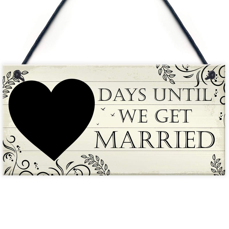 RED OCEAN Wedding Countdown Chalkboard Plaque Sign Engagement Gift Fiance Mr  Mrs Boyfriend Girlfriend Gifts